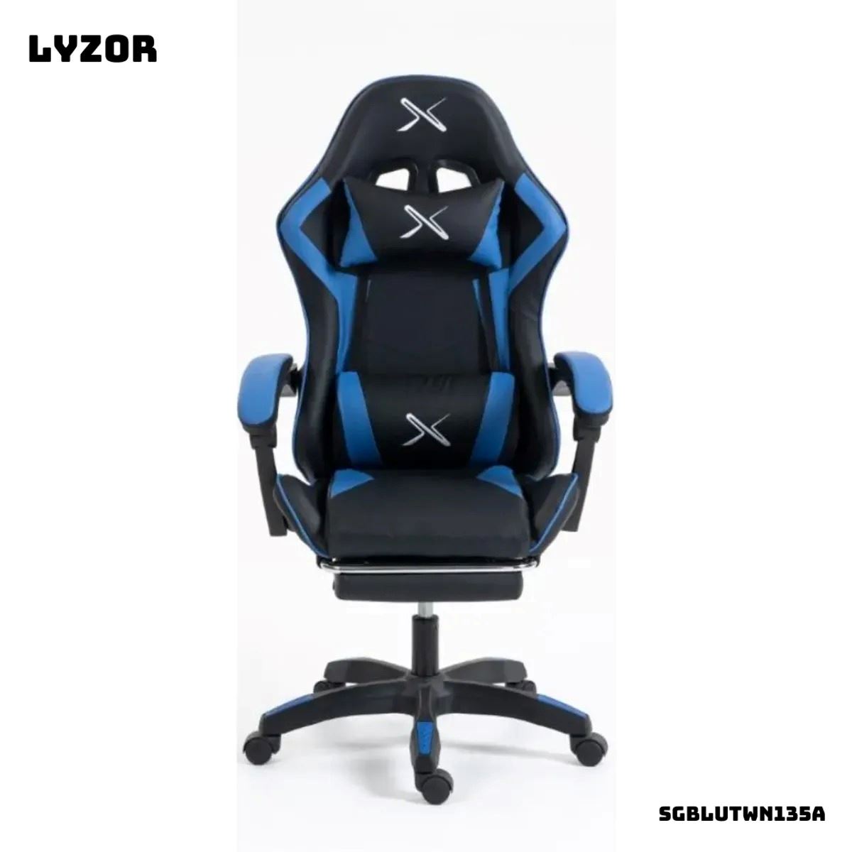 Silla Gamer Lyzor con Posapiés SGTWN135A Negro / Azul