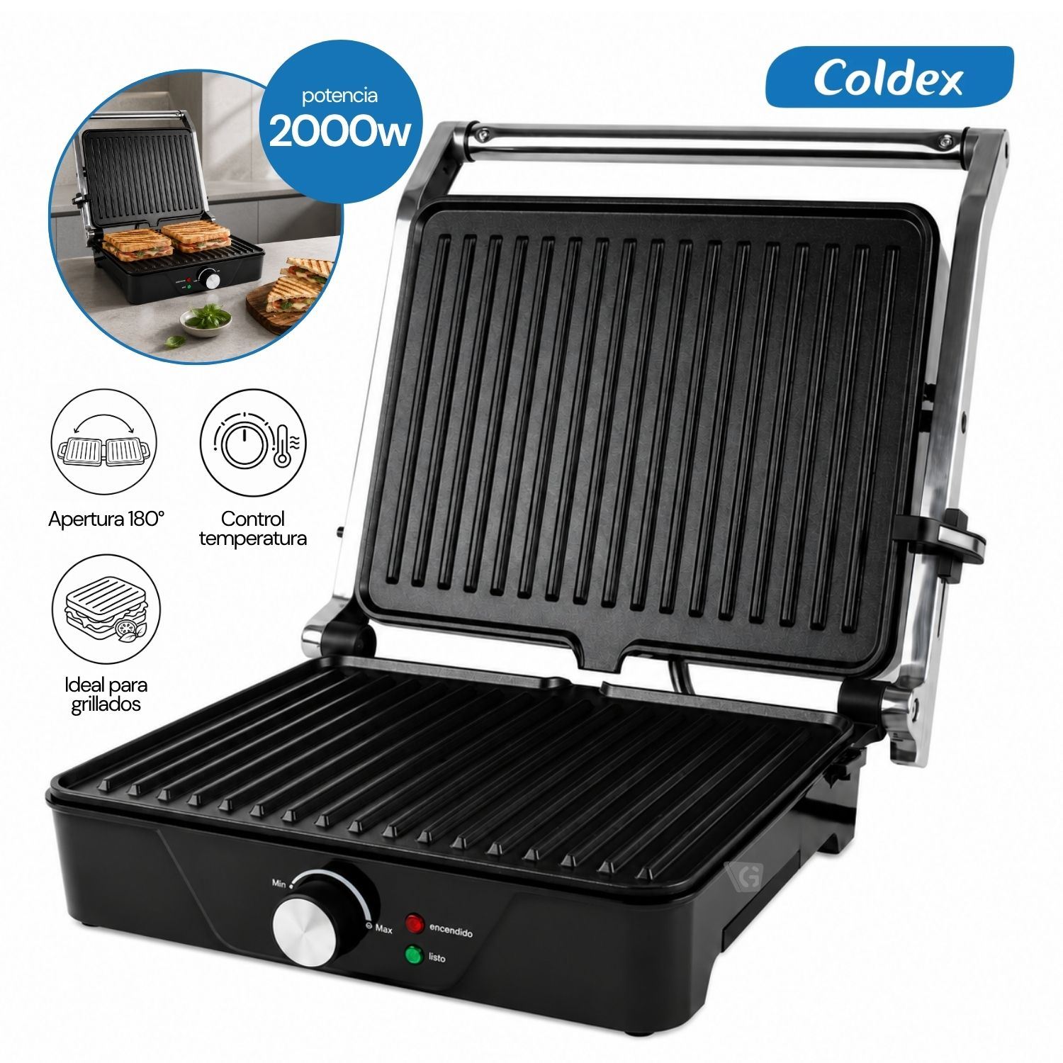 Grill Panini Coldex CX-SND180GRILL Acero Inoxidable 2000W