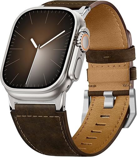 Correa De Cuero Para Apple Watch Ultra Suitisbest Clasico Marron Oscuro