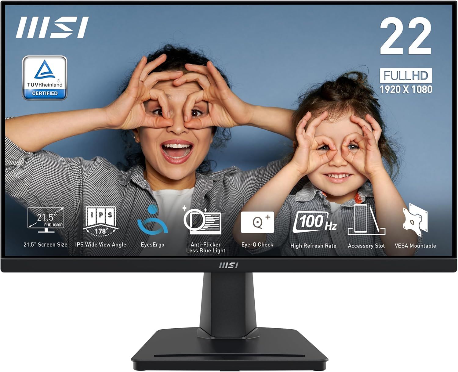 Monitor MSI PRO MP225 21.5″ IPS Full HD 100Hz 1ms HDMI Color Negro