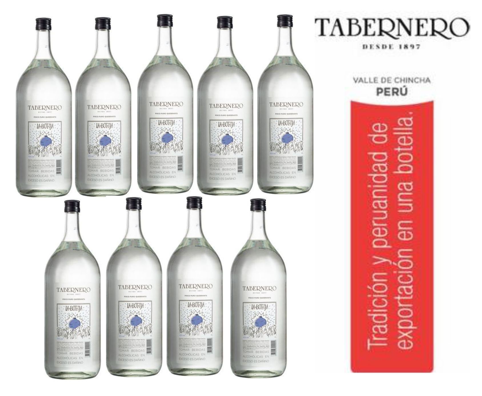 Pisco Tabernero La Botija Quebranta 2L - 9 UND