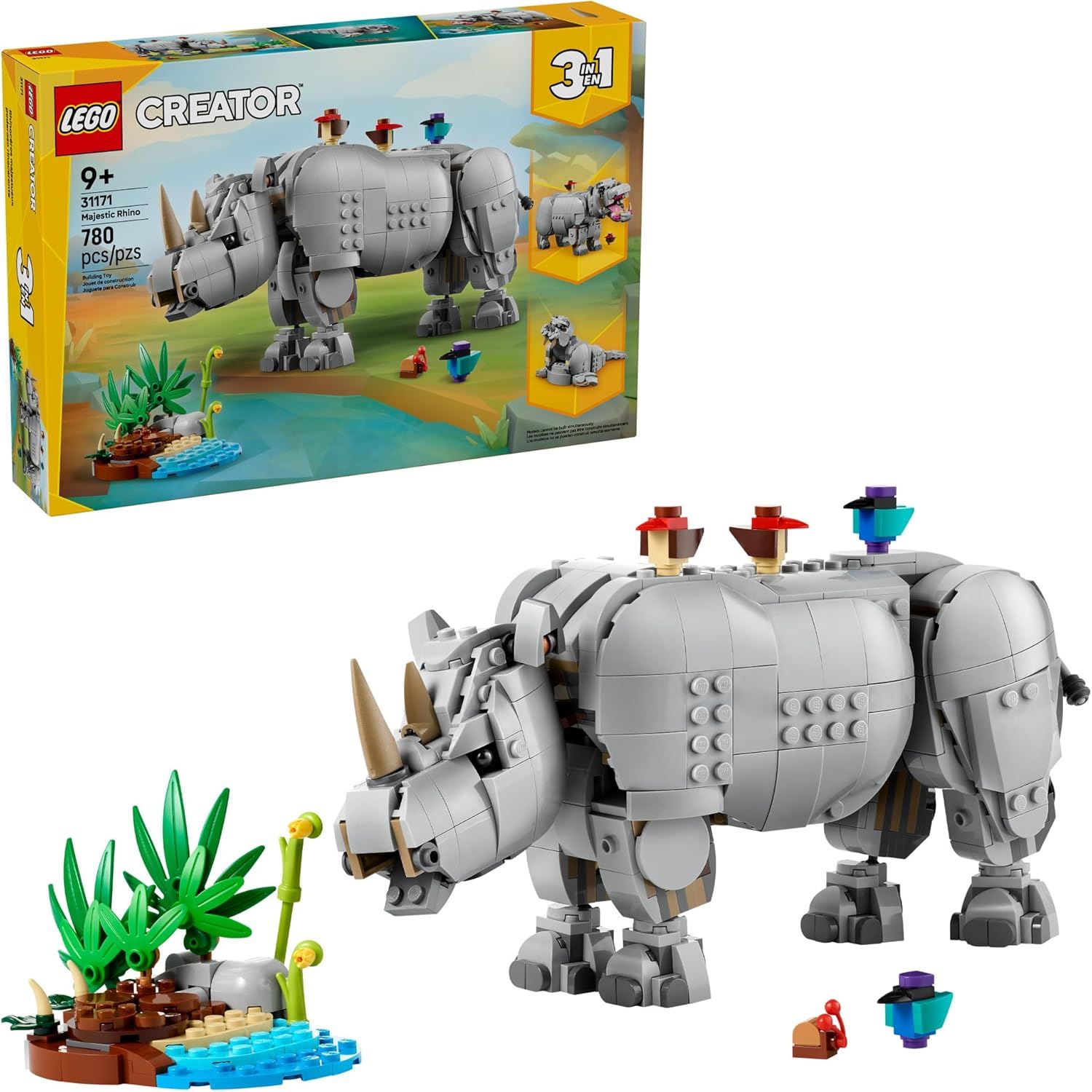 LEGO Creator 3 en 1 Wild Animals: Rinoceronte Majestuoso (31171)