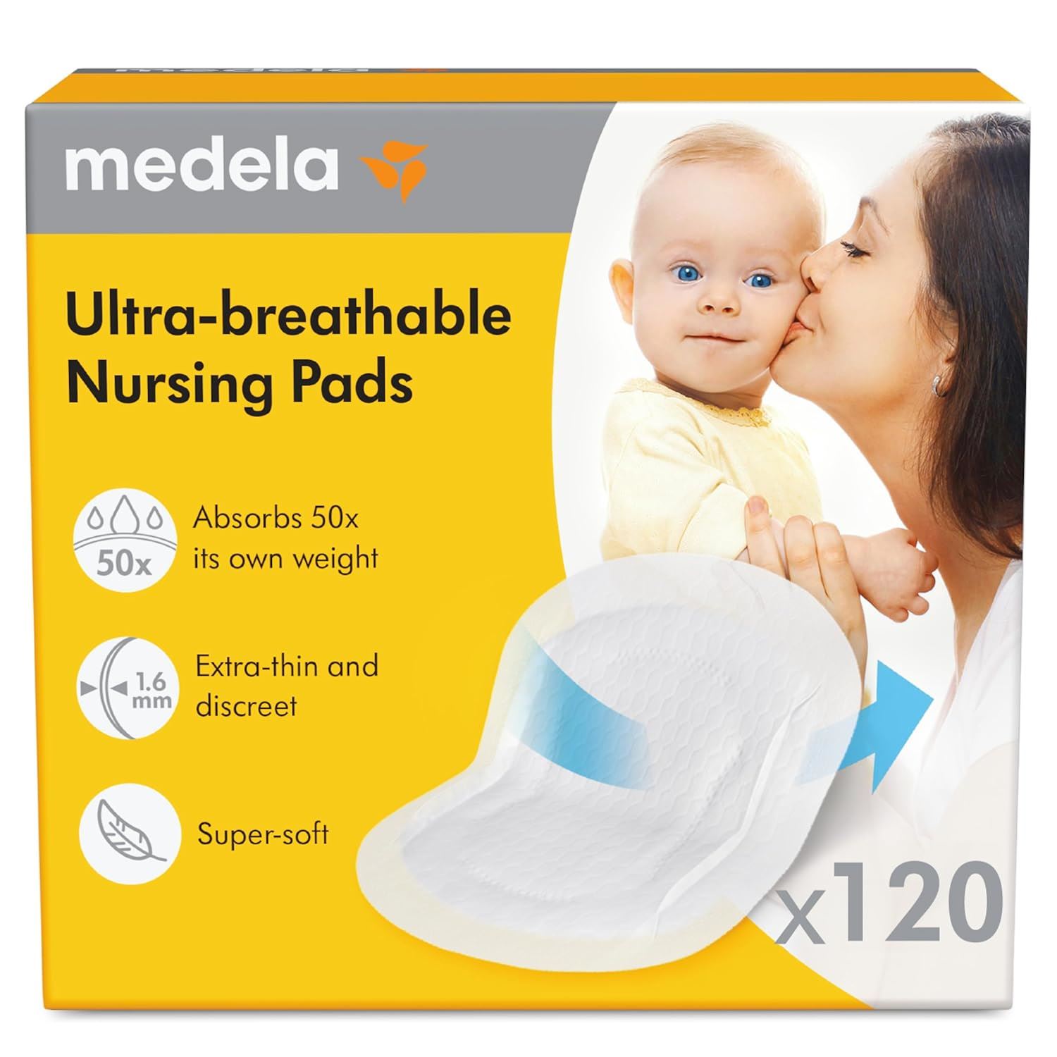 Medela - Almohadillas de lactancia altamente absorbentes, 120 Pack