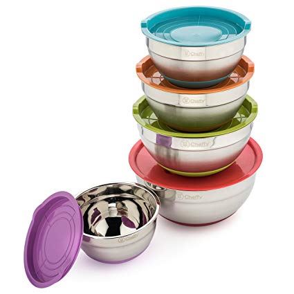 SET DE BOWL DE ACERO INOXIDABLE CON TAPA (10 PIEZAS)