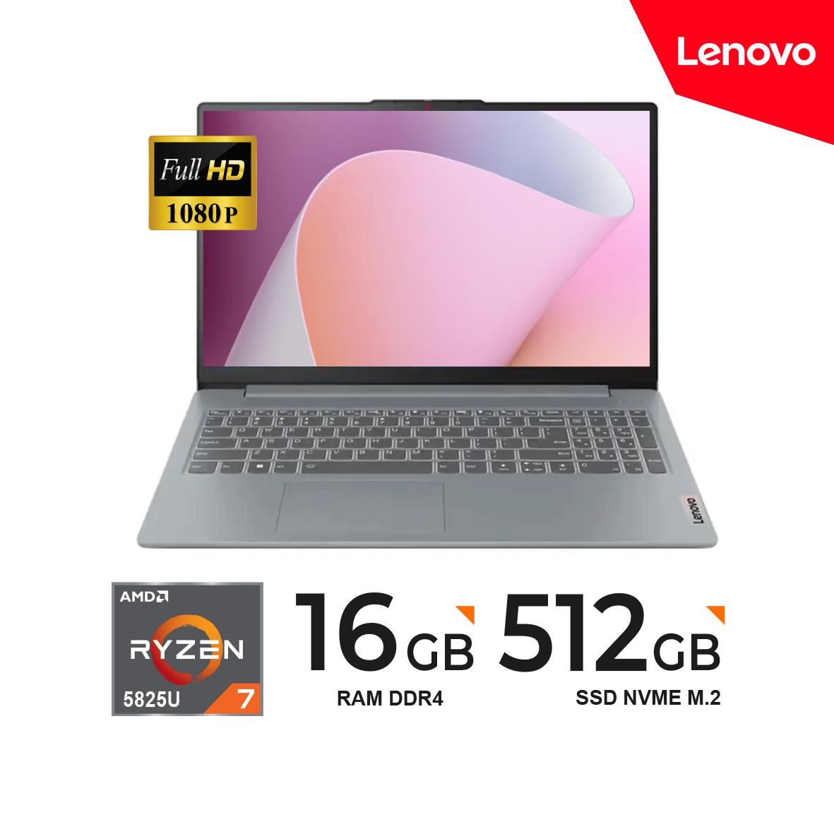 LAPTOP LENOVO IdeaPad Slim 3 15ABR8 15.6" FHD TN AMD Ryzen 7 5825U 2.0/4.5GHz 16GB DDR4-3200 512GB  No Incluye Sistema Operativo.