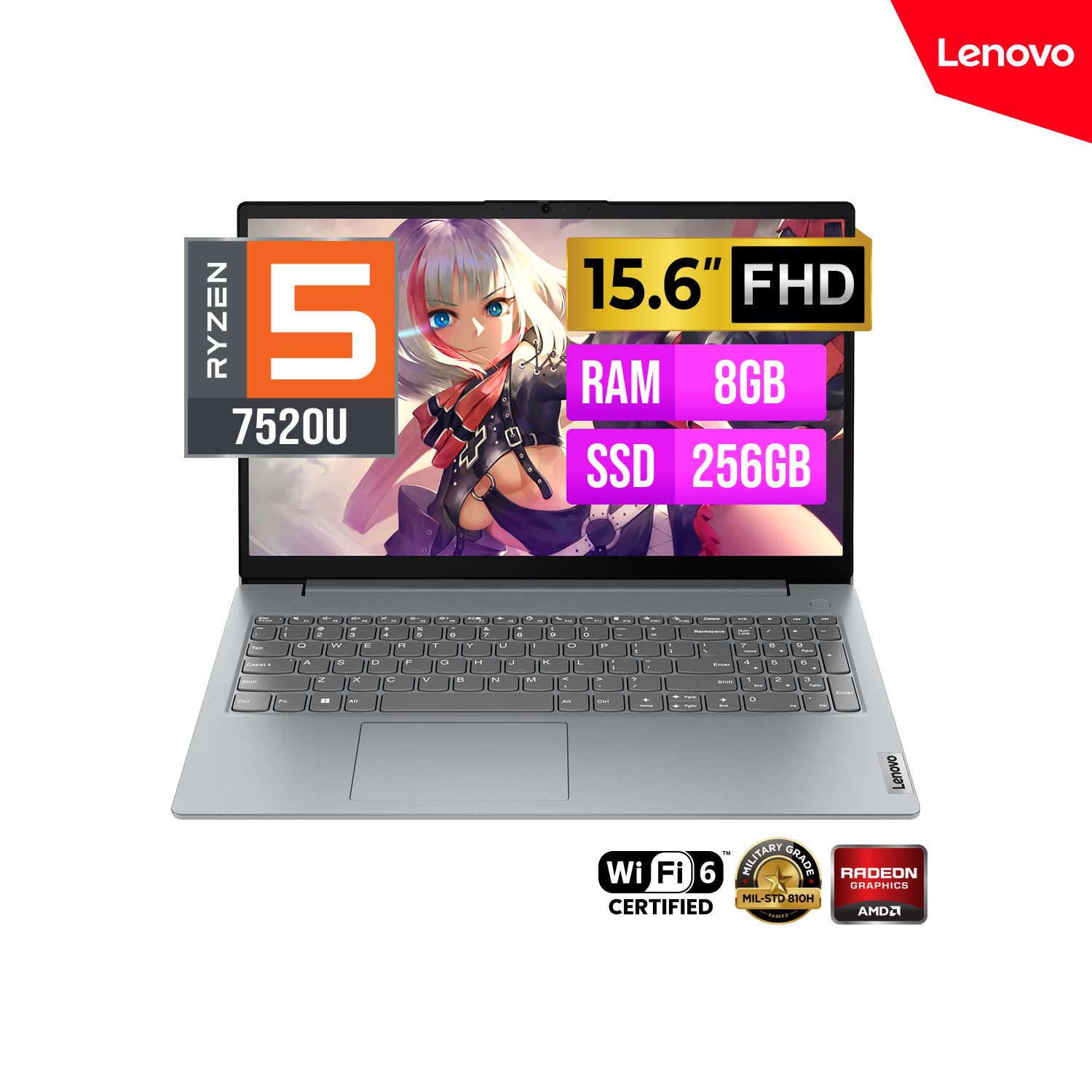 LAPTOP LENOVO V15 G4 AMN 15.6" FHD TN AMD Ryzen 5 7520U 2.8/4.3GHz 8G 256GB FreeDOS