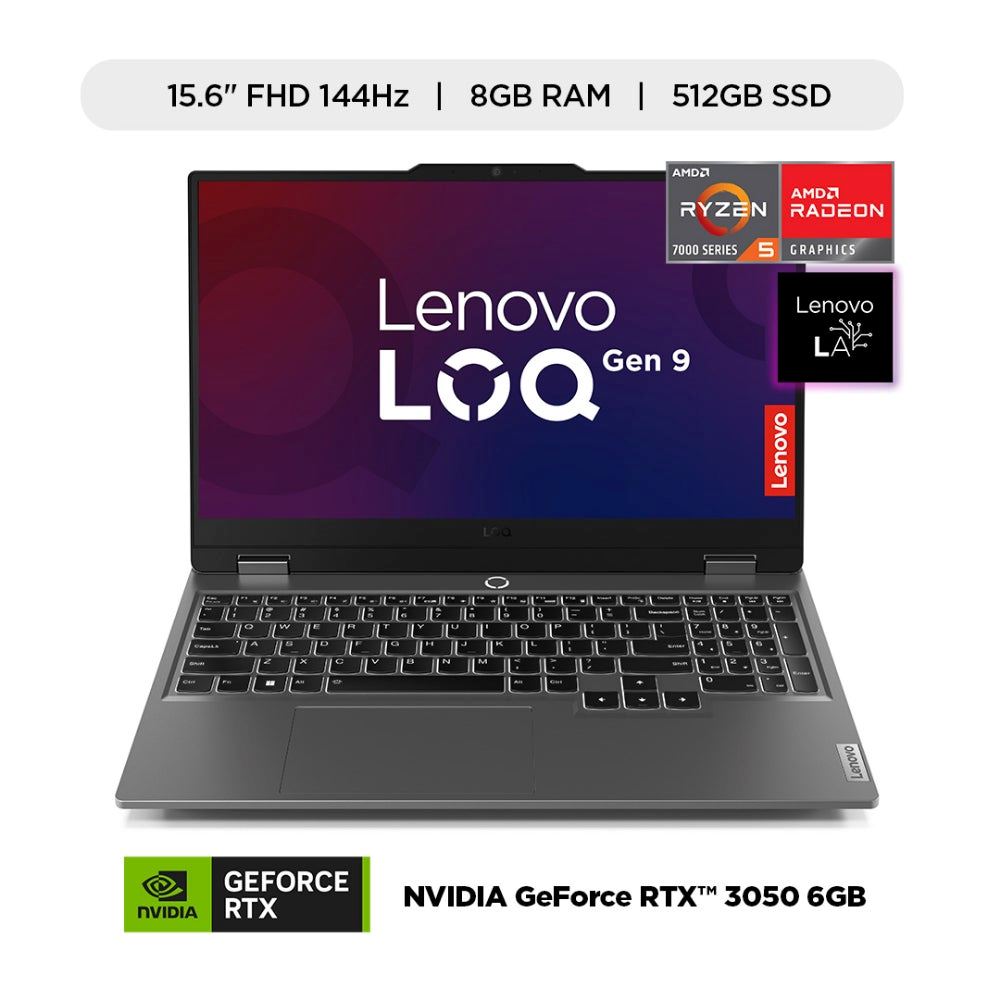 Laptop IA Lenovo LOQ 15.6" AMD Ryzen 5 512GB 8GB RTX 3050 FHD 144Hz