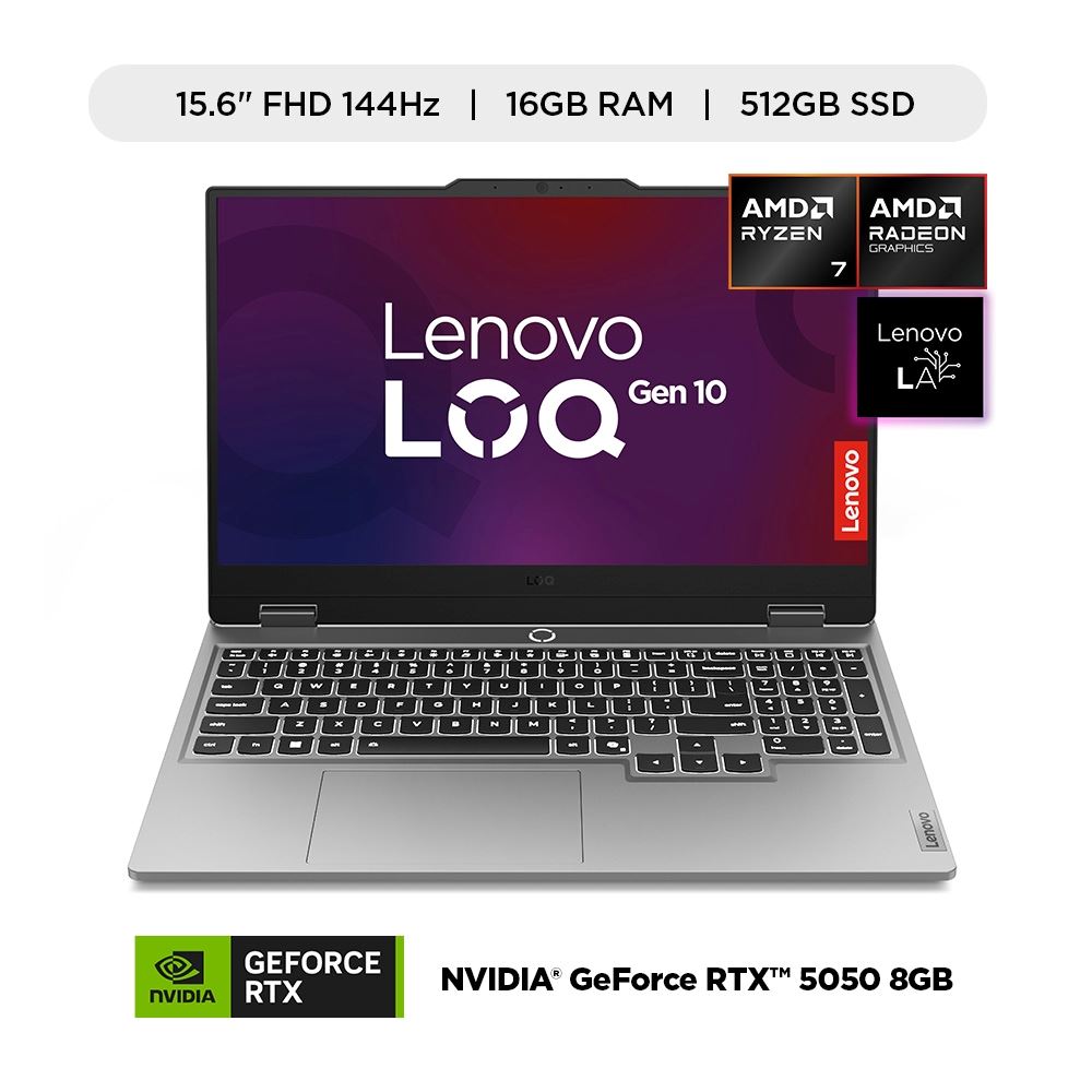 Laptop IA Lenovo LOQ 15.6" AMD Ryzen 7 250 16GB 512GB RTX 5050 Win 11