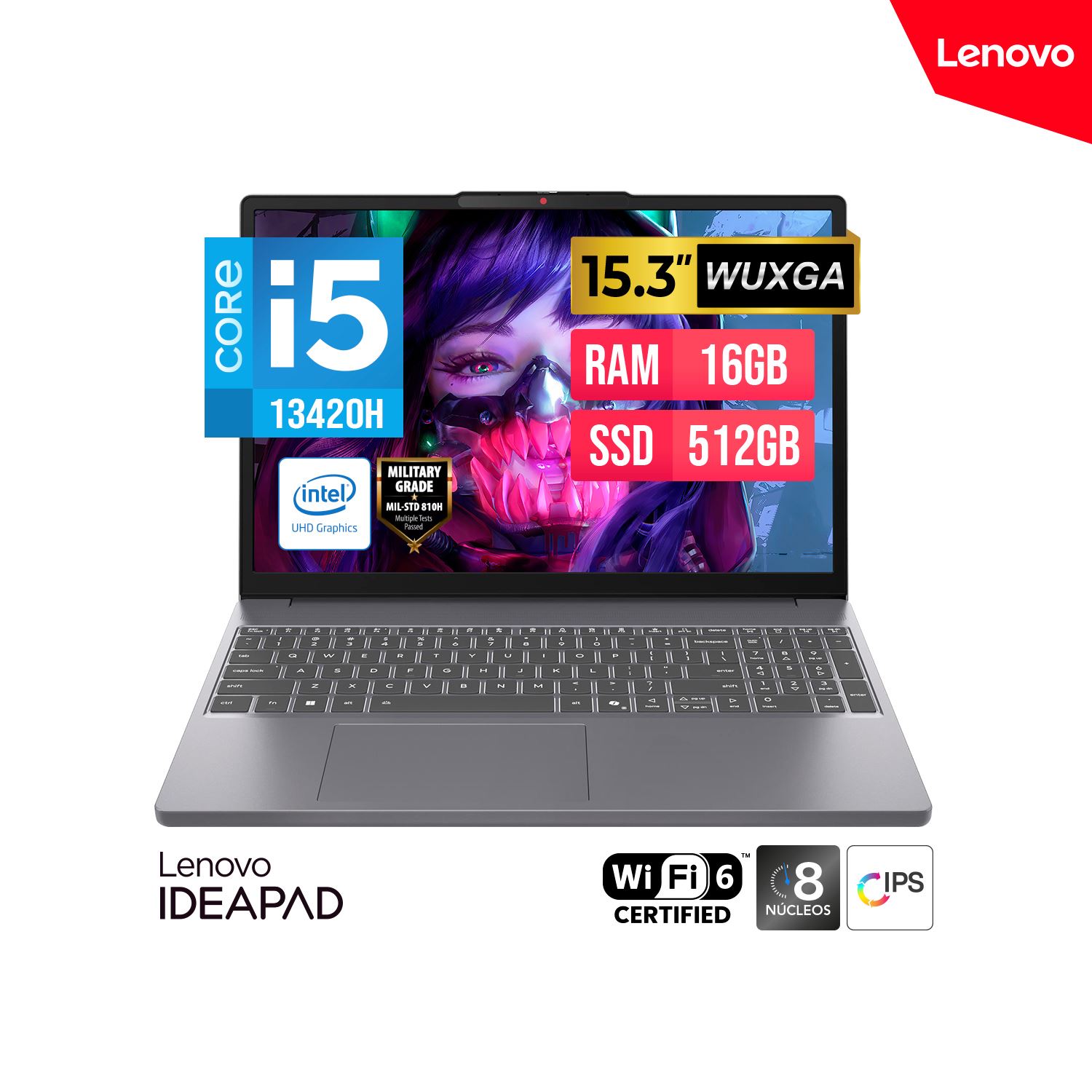 Laptop Lenovo IdeaPad Slim 3 15.3” WUXGA i5-13420H 16GB 512GB FreeDOS
