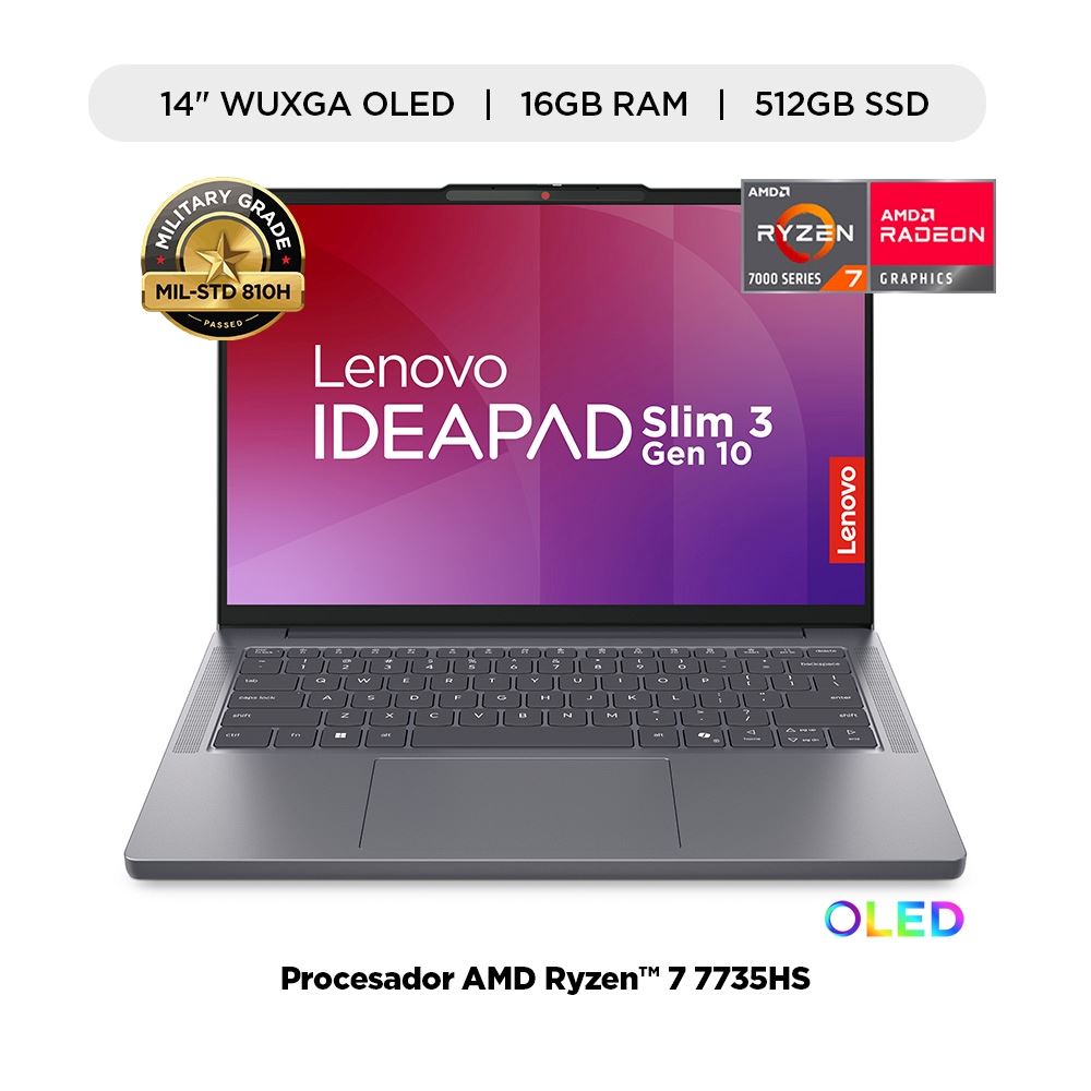 Laptop Lenovo Ideapad Slim 3 14" AMD Ryzen 7 7735HS 16GB 512GB SSD WUXGA