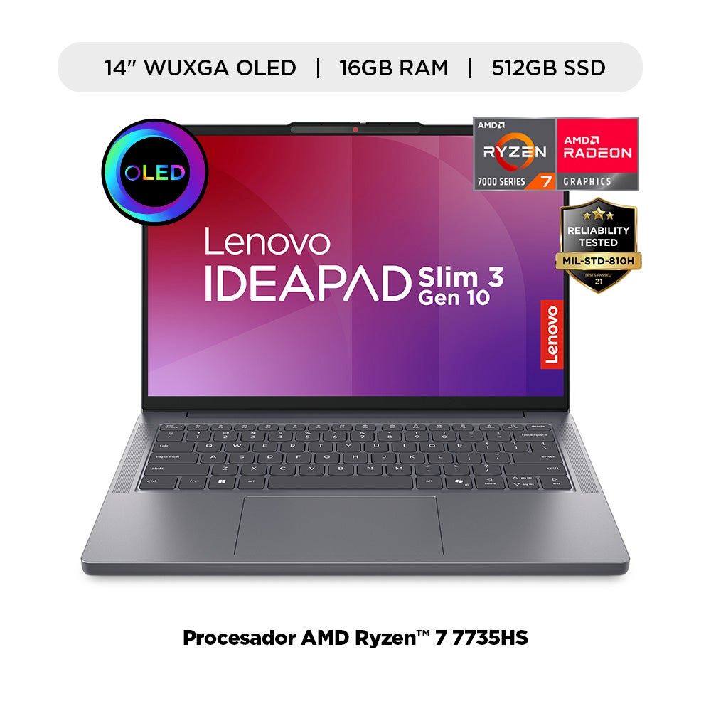 Laptop Lenovo IdeaPad Slim 3 14" OLED AMD Ryzen 7 512GB 16GB WUXGA