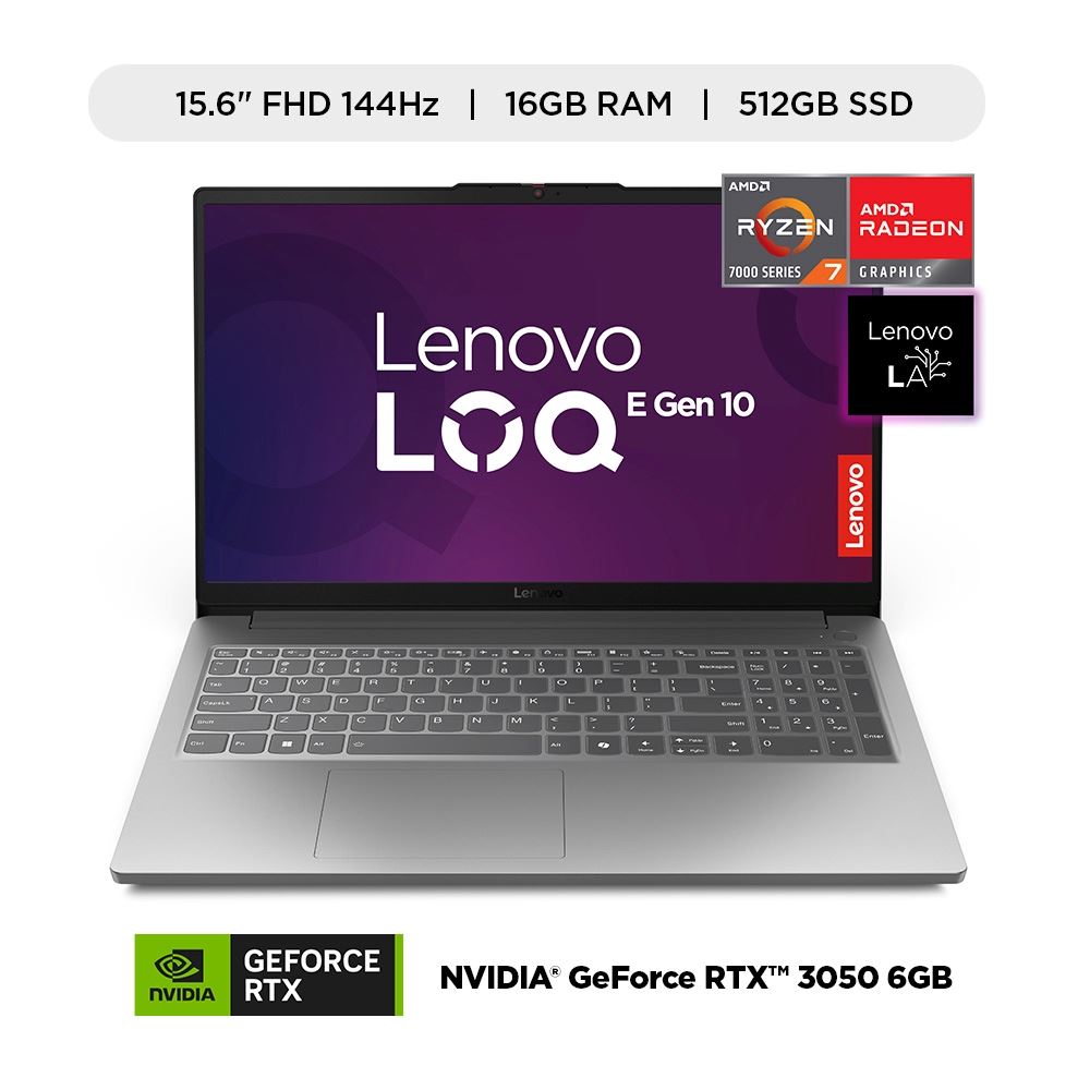 Laptop Lenovo LOQ Essential 15.6" AMD Ryzen 7 16GB 512GB RTX 3050 Win 11