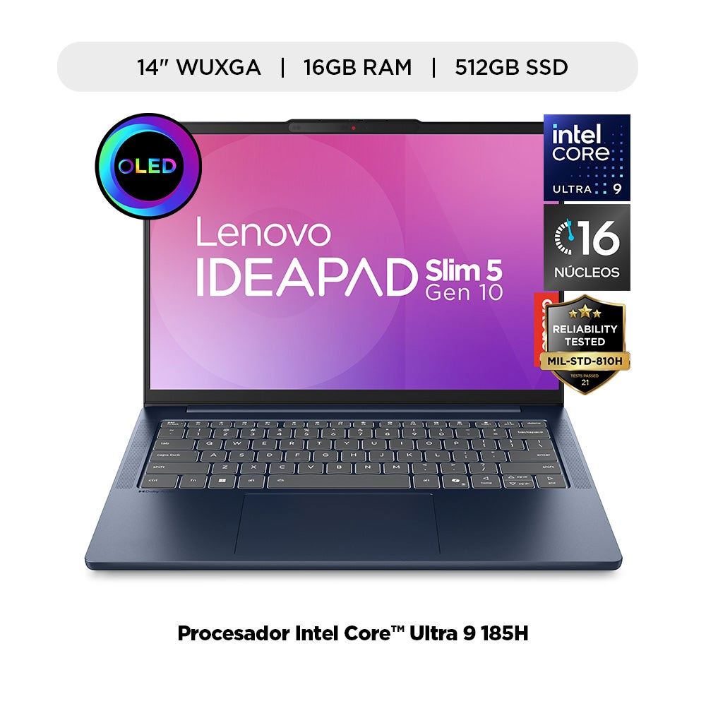Laptop IA Lenovo IdeaPad Slim 5i 14" OLED Intel Core Ultra 9 512GB 16GB WUXGA