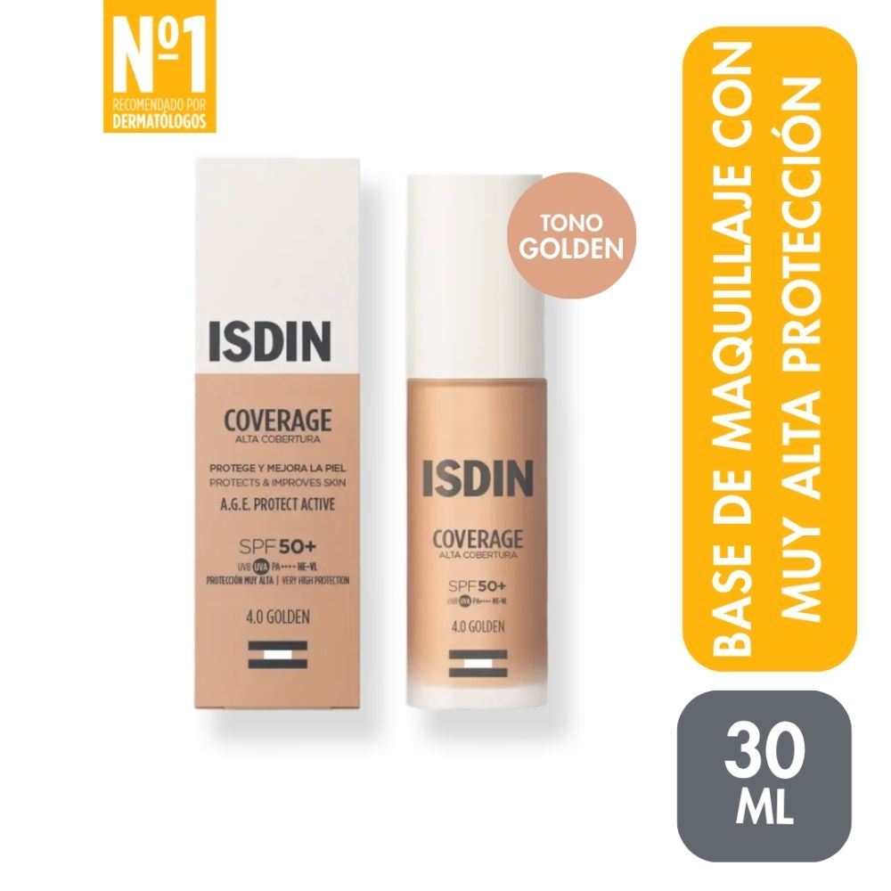 Base de Maquillaje Isdin Coverage 4.0 Golden Spf50+ 30 Gr