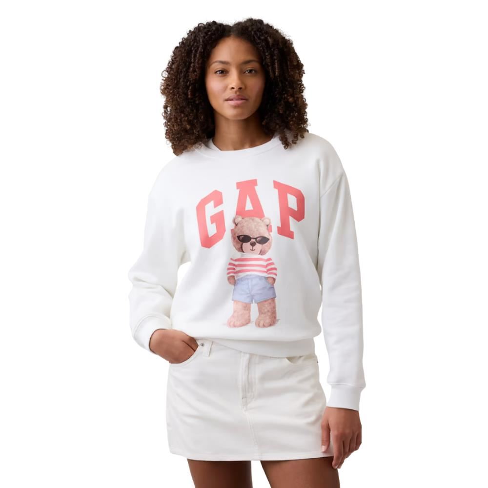 POLERA GAP RELAXED WHITE PINK BEAR T-M