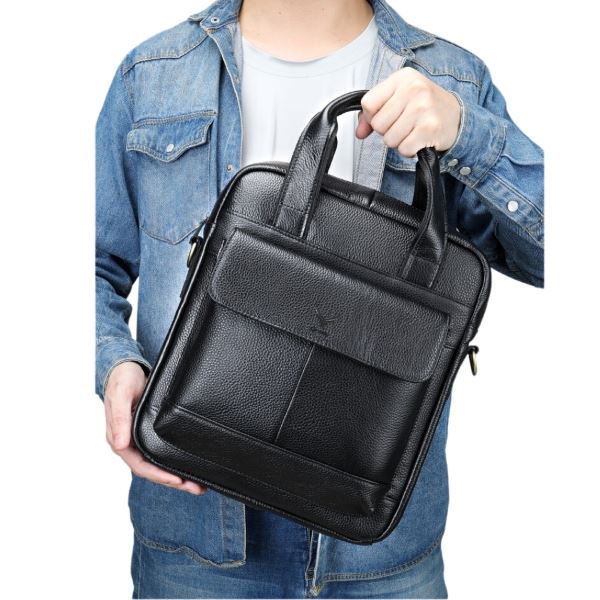 Morral De Cuero Vacuno 8579 (LAPTOP 13.3" - A4) Negro