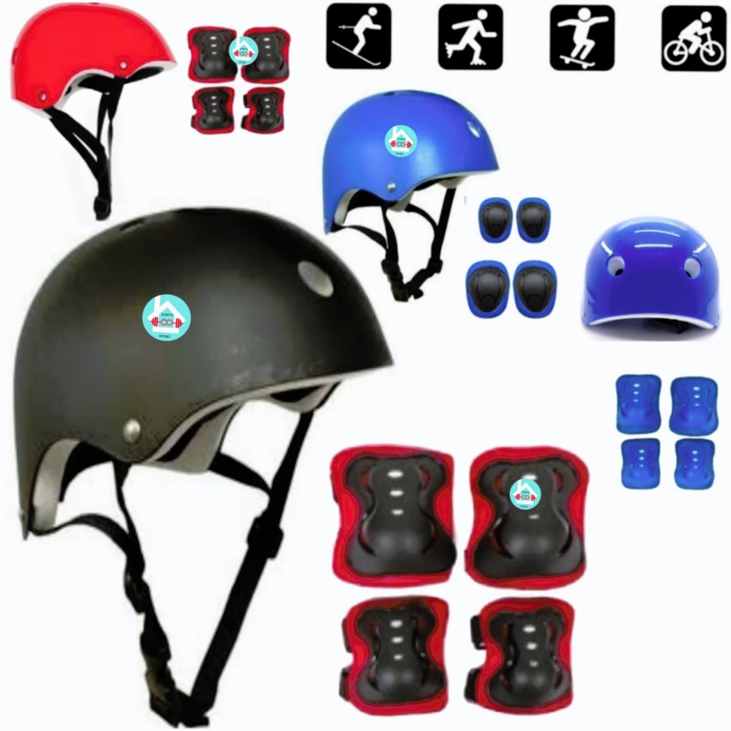Casco de Protección con Rodilleras y Coderas para Niños