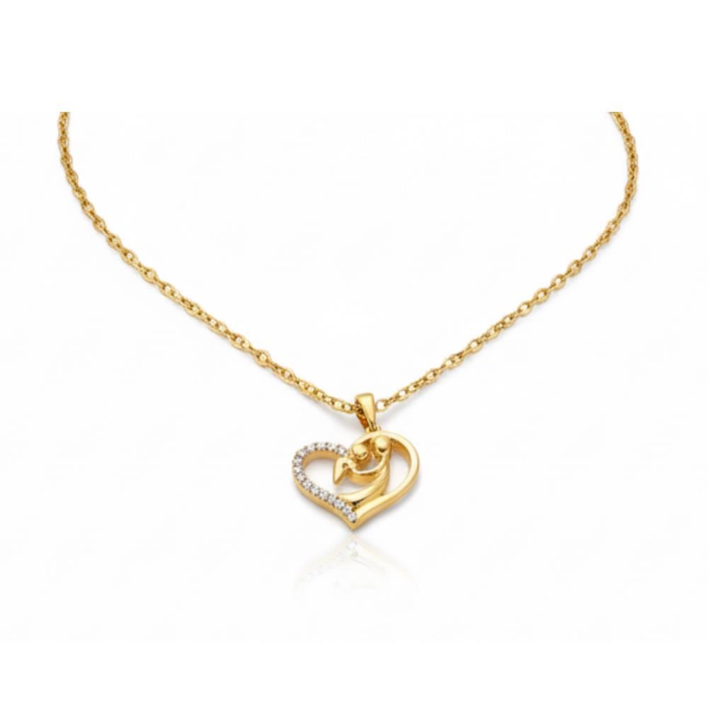 COLLAR CORAZON MADRE E HIJO DORADO