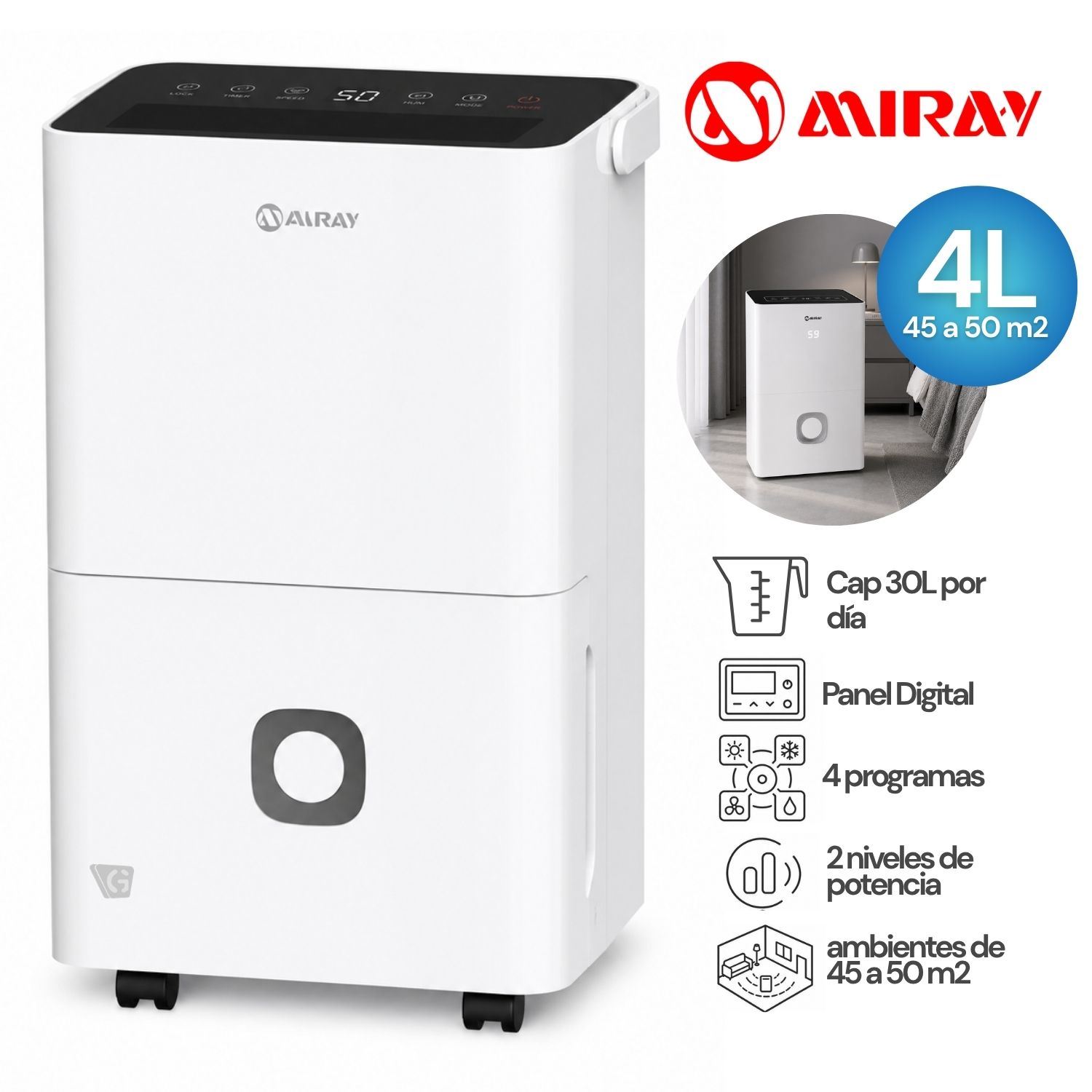 Deshumedecedor Miray DM-325 4 L 45 a 50 m2