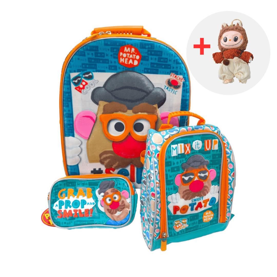 SET MOCHILA ESCOLAR SR CARA PAPA MIX + LABUBU
