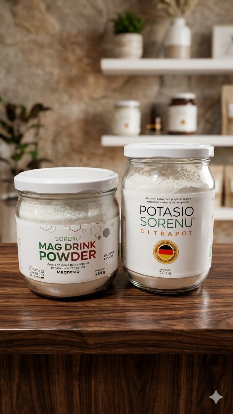 DUO DINAMICO Magnesio SIN STEVIA 250gr y Potasio CON STEVIA 200gr  SORENU-REGISTRO SANITARIO