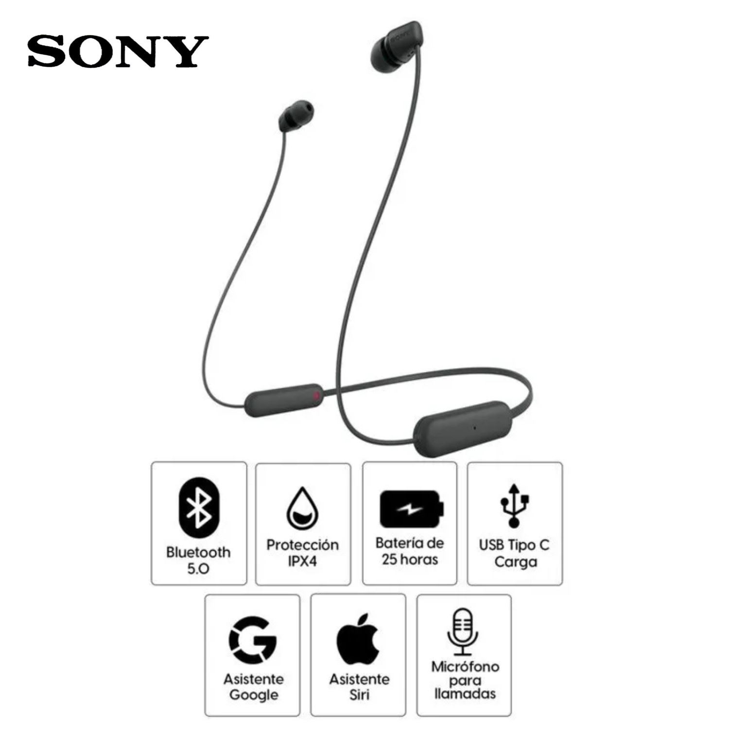 Audífonos Bluetooth SONY In Ear WI-C100 IPX4 25 Horas
