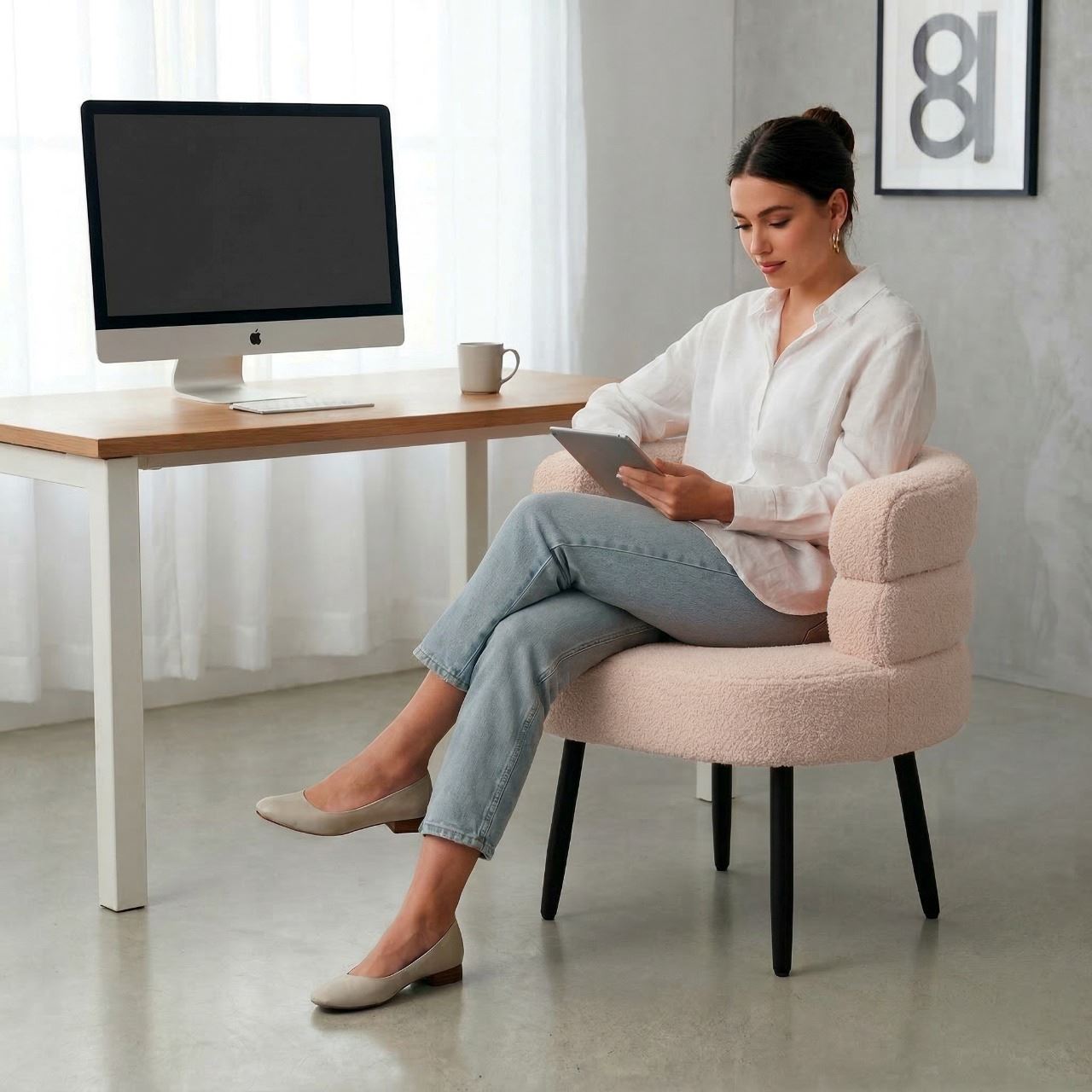 Silla Butaca Buckingham Nordic Ram Beige Crema