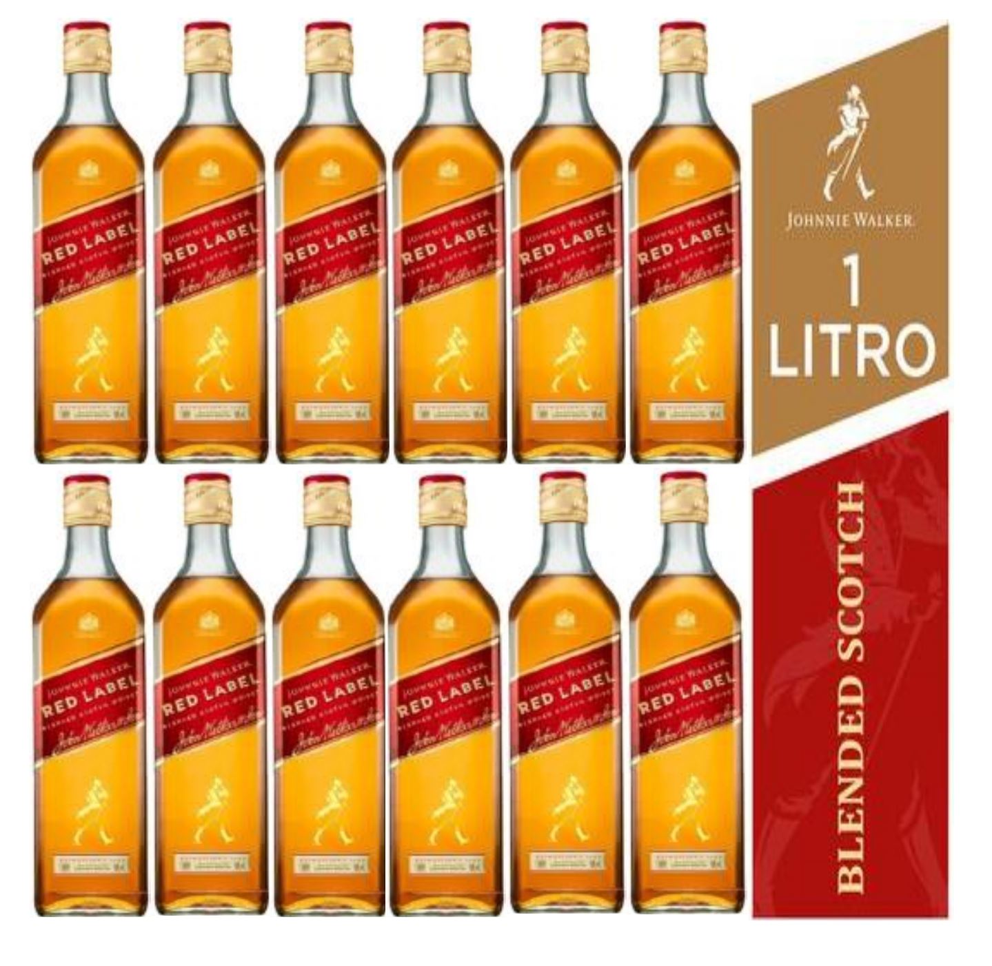 Whisky Johnnie Walker Red Label 1L - 12 UND