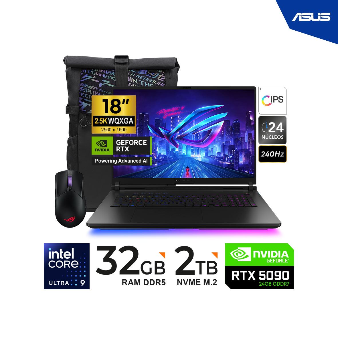 Laptop ASUS SCAR 18" 2..5K Core Ultra 9 275HX 32GB 2TB RTX 5090 24GB