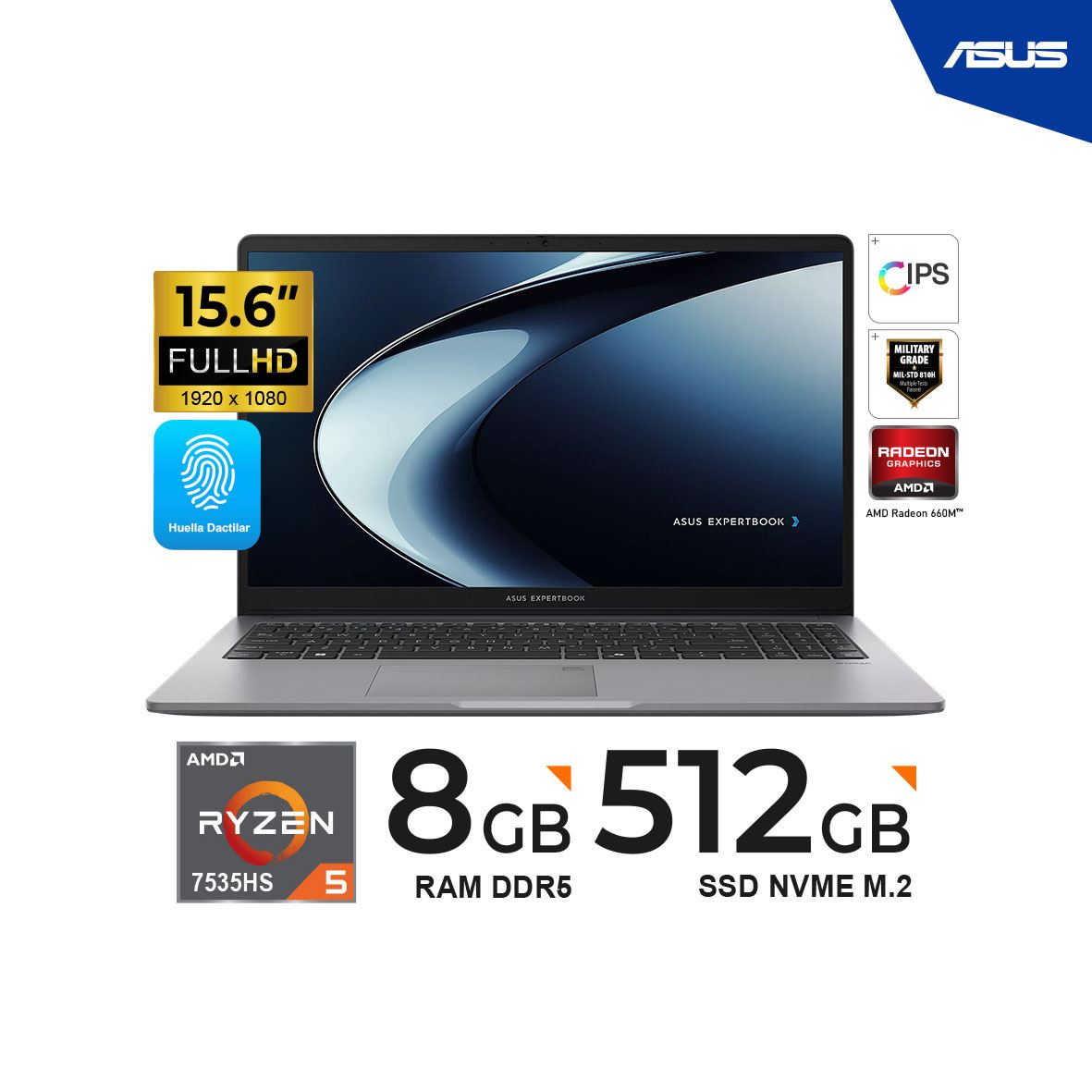 ASUS ExpertBook PM1503CDA 15.6 FHD Ryzen5 7535HS 8GB 512GB SSD FreeDOS