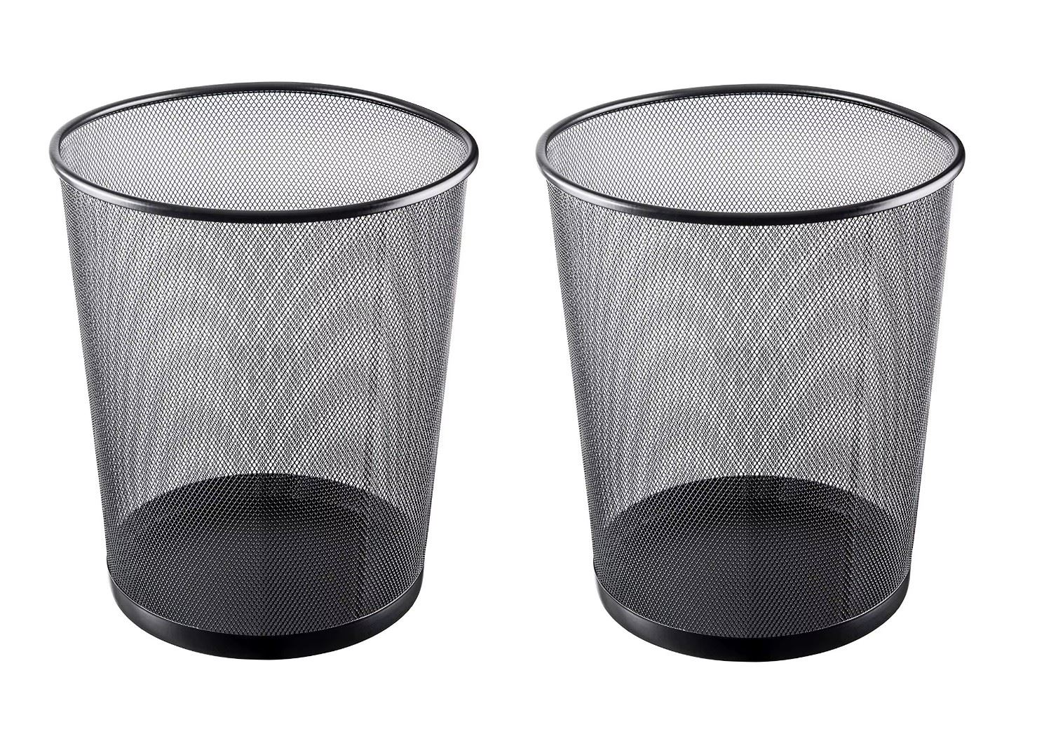 Pack x2 Tachos de Basura Papeleras de metal negro - 30 x 35 cm