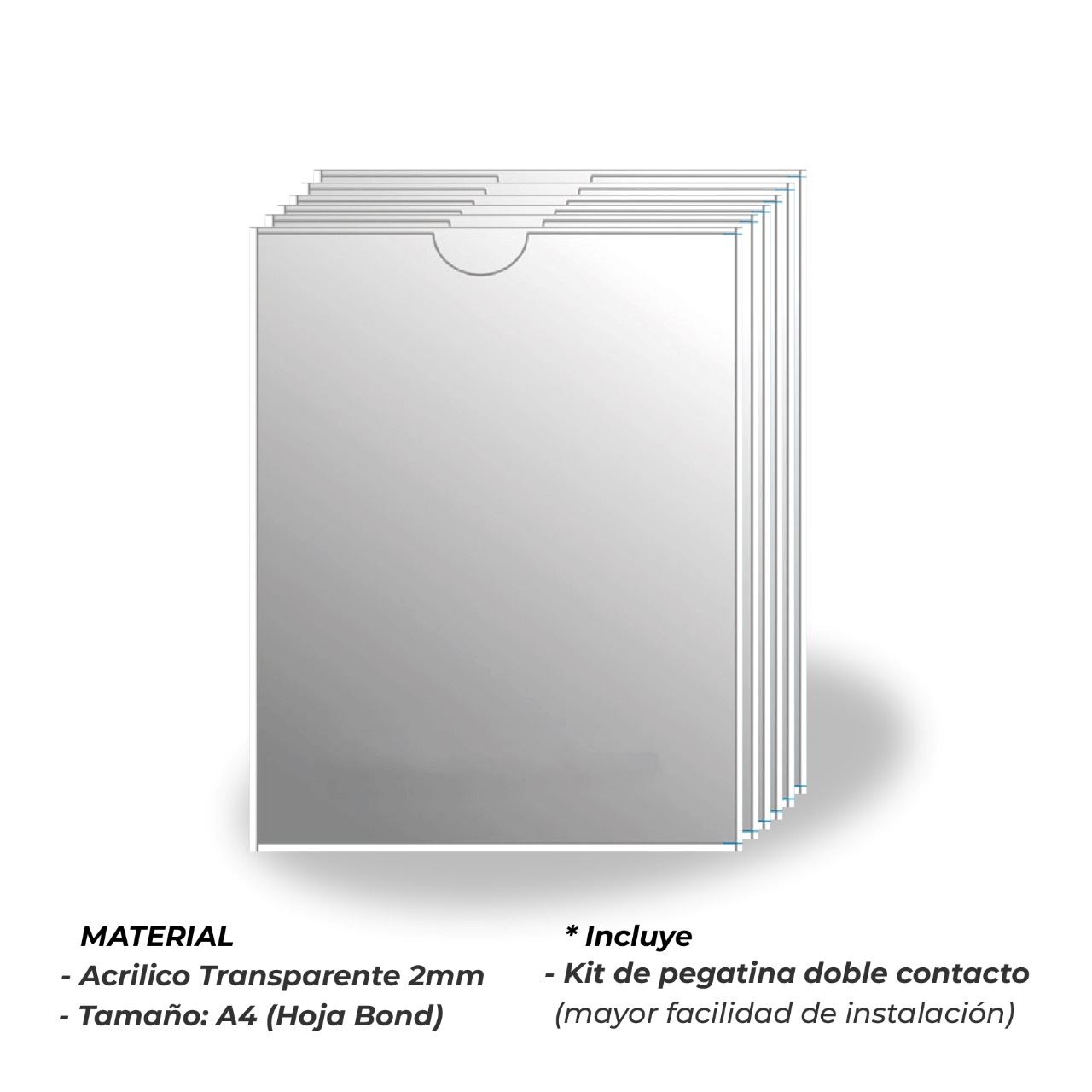 Portapapel de Acrilico A4 Vertical - Pack de 6 unidades