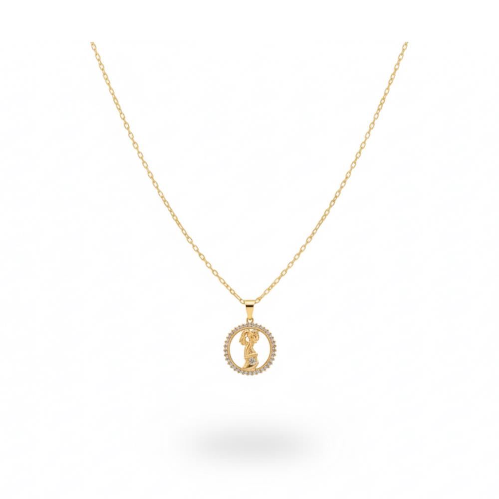 COLLAR MADRE Y BEBE EN CIRCULO DORADO