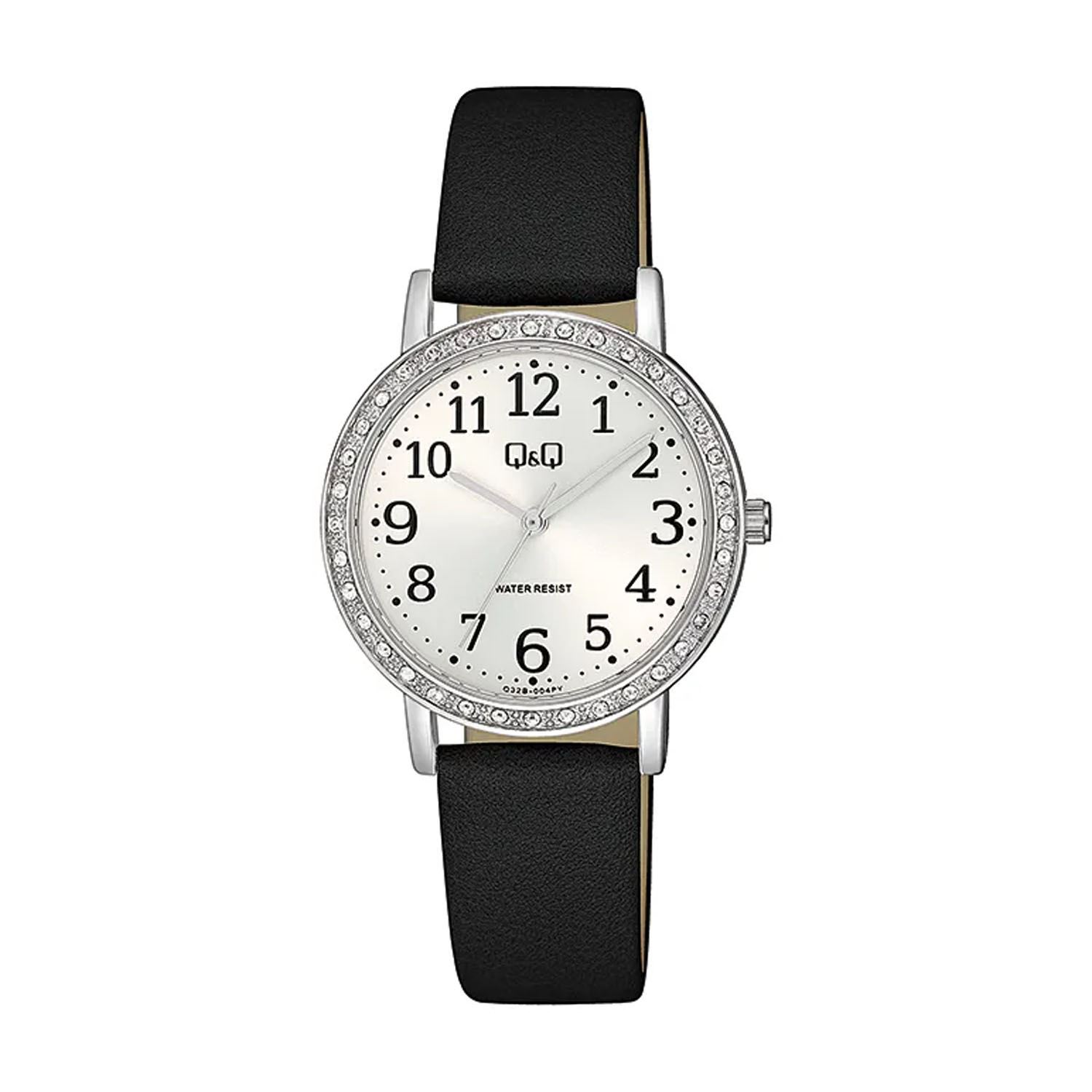 Reloj Q&Q para Mujer Negro con Correa de Cuero Elegante Resistente al Agua Ideal Oficina y Regalo