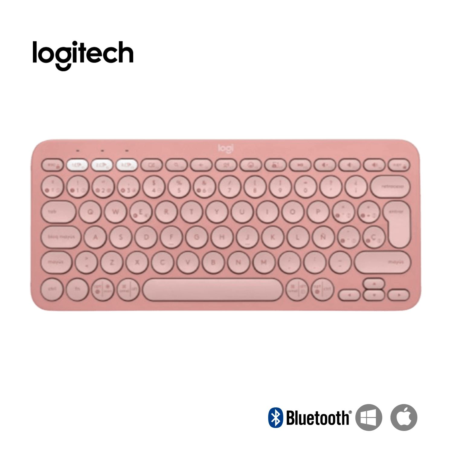 Teclado Logitech Bluetooth Multidispositivo Pebble Keys 2 K380s Rosado