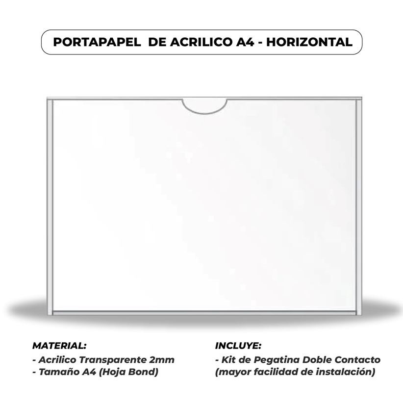 PORTAPAPEL DE ACRILICO A4 - HORIZONTAL
