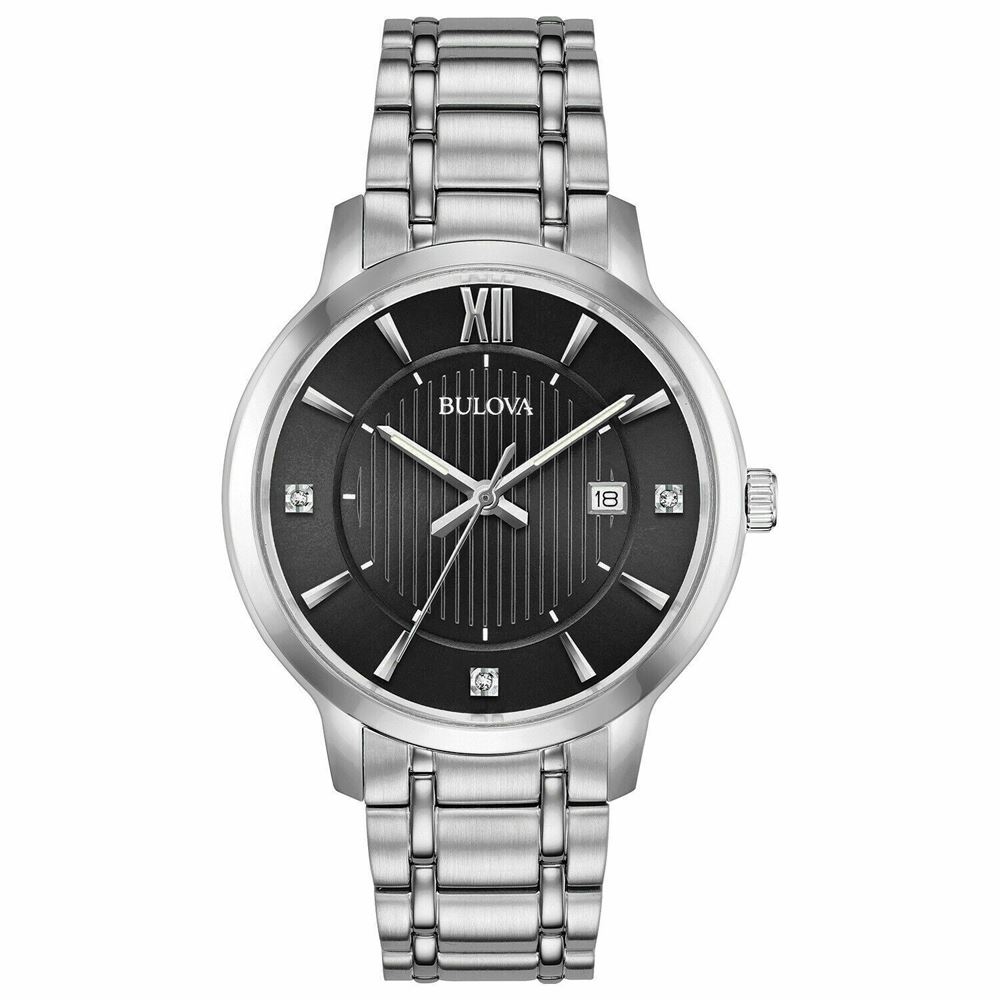 Reloj Bulova 96D141 Fecha Acero Inoxidable Dial Negro