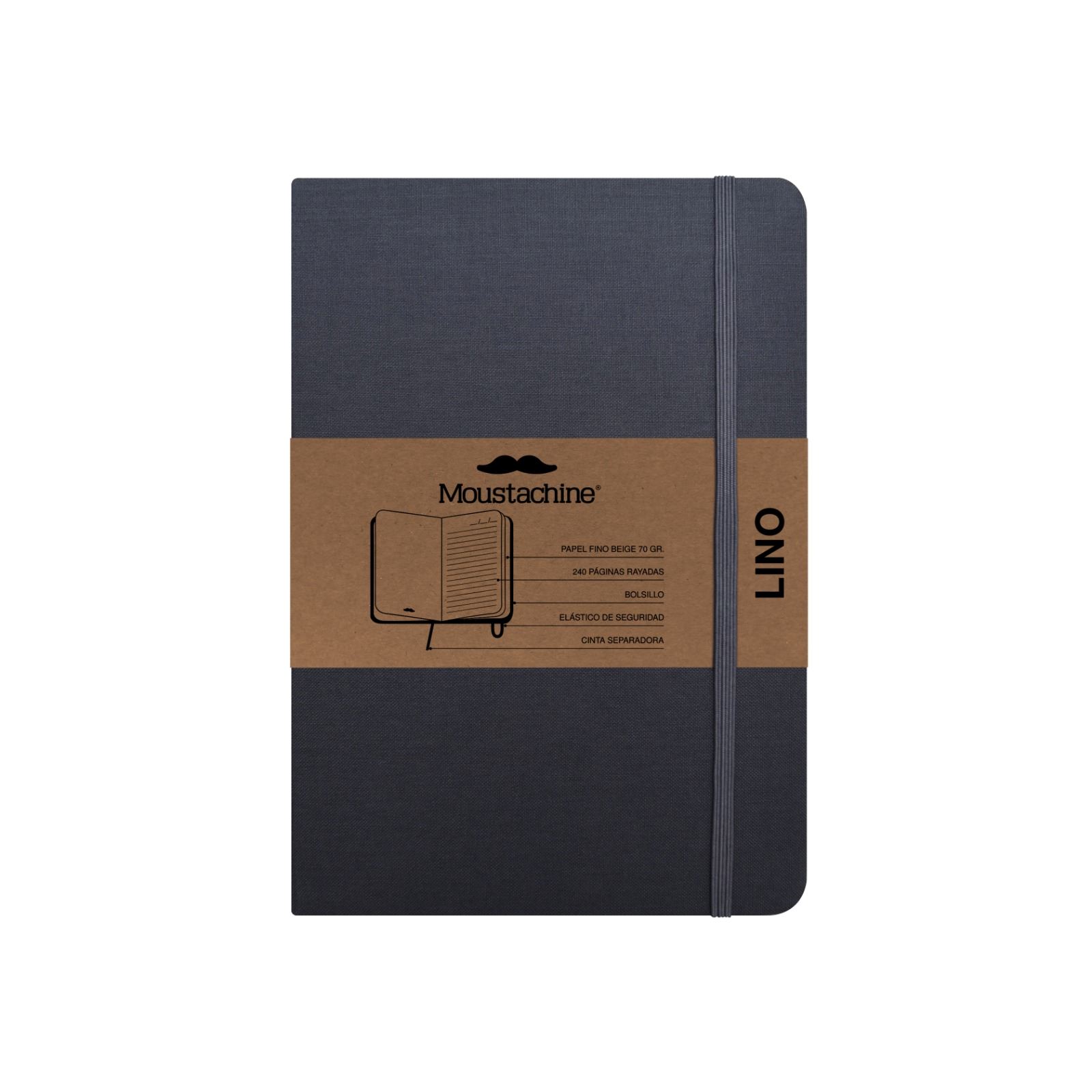 Moustachine Libreta Classic Lino Pocket A6 Gris