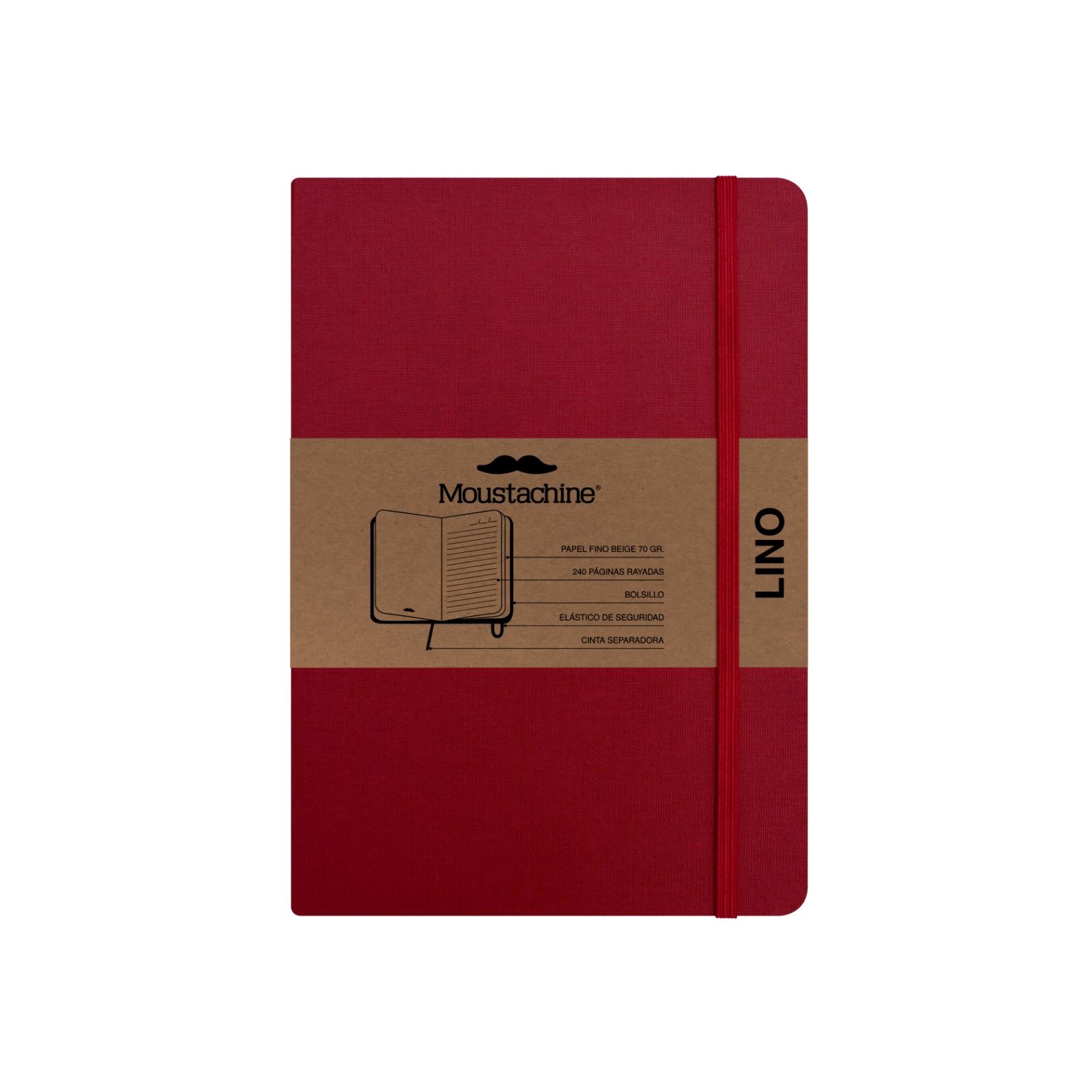 Moustachine Libreta Classic Lino Mediana Rojo
