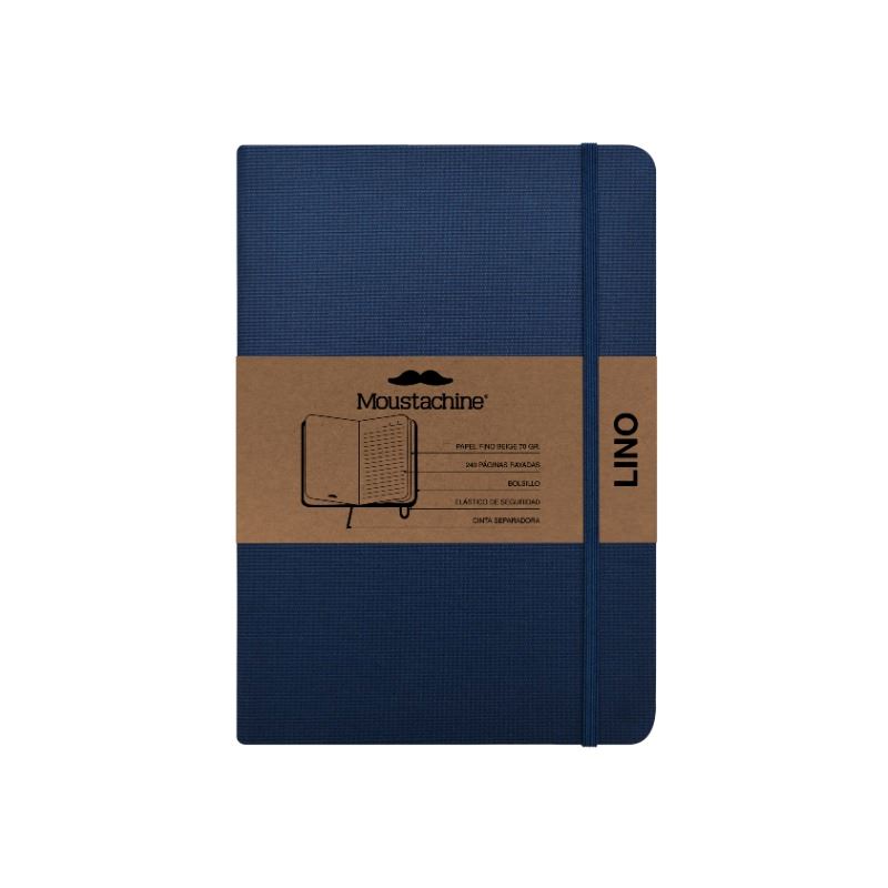 Moustachine Libreta Classic Lino Pocket A6 AZul