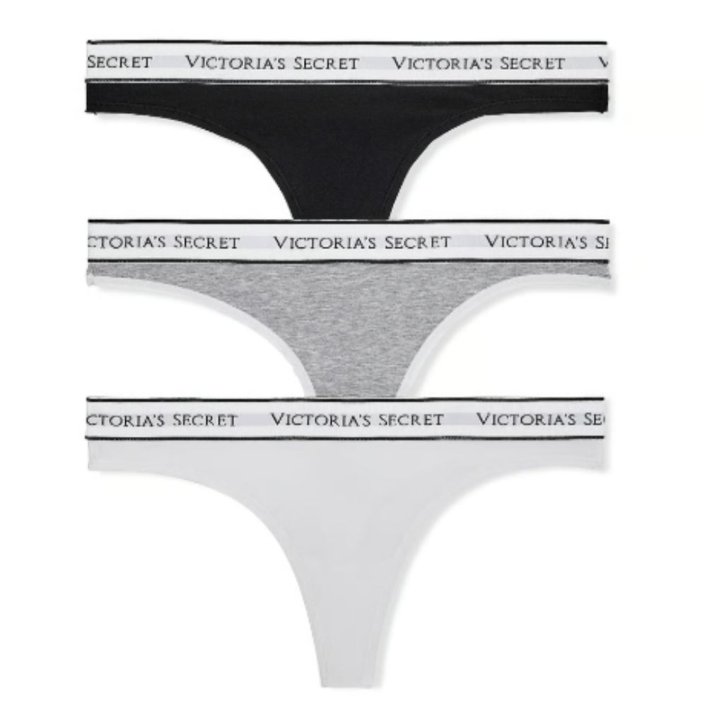 PACKX 3 CALZON BIKINI VICTORIAS SECRET ALGODON CON LOGO T-L