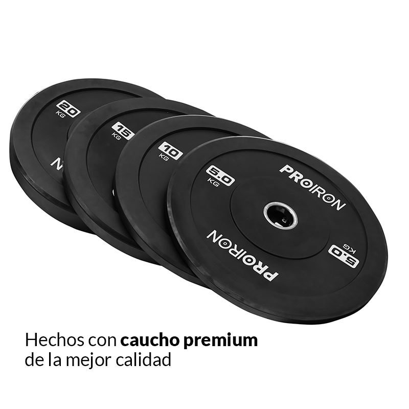 DISCOS OLIMPICOS BUMPER NEGROS PROIRON (PAR) - PROIRON PERU