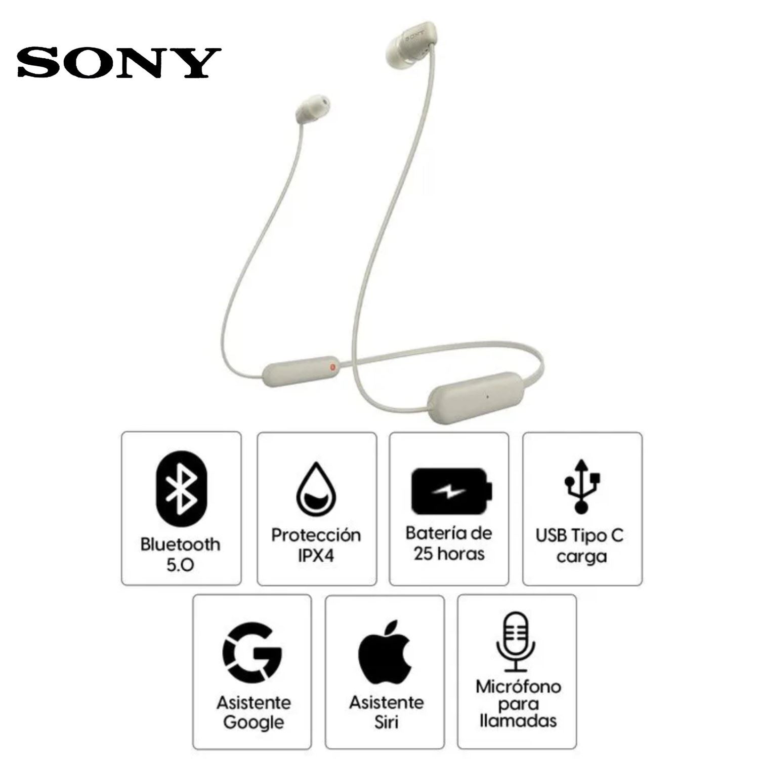 Audífonos Bluetooth SONY In Ear WI-C100 IPX4 25 Horas