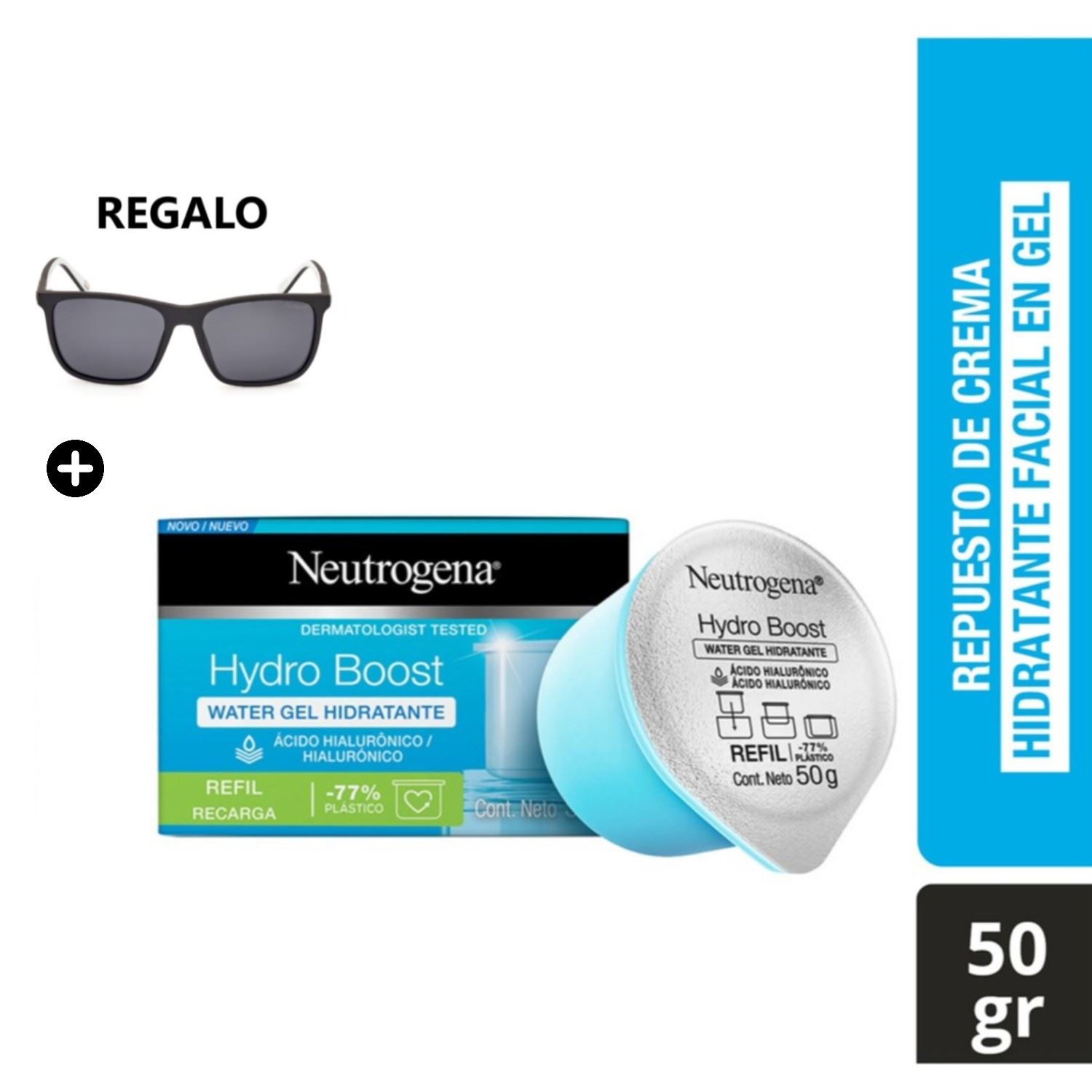 Crema Facial Refill Hidratante Neutrogena 50gr con Ácido Hialurónico + Lentes