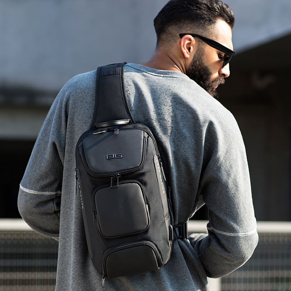 Pechera Mochila Morral Hombre Bange 7086N Impermeable Usb Negro | Juntoz