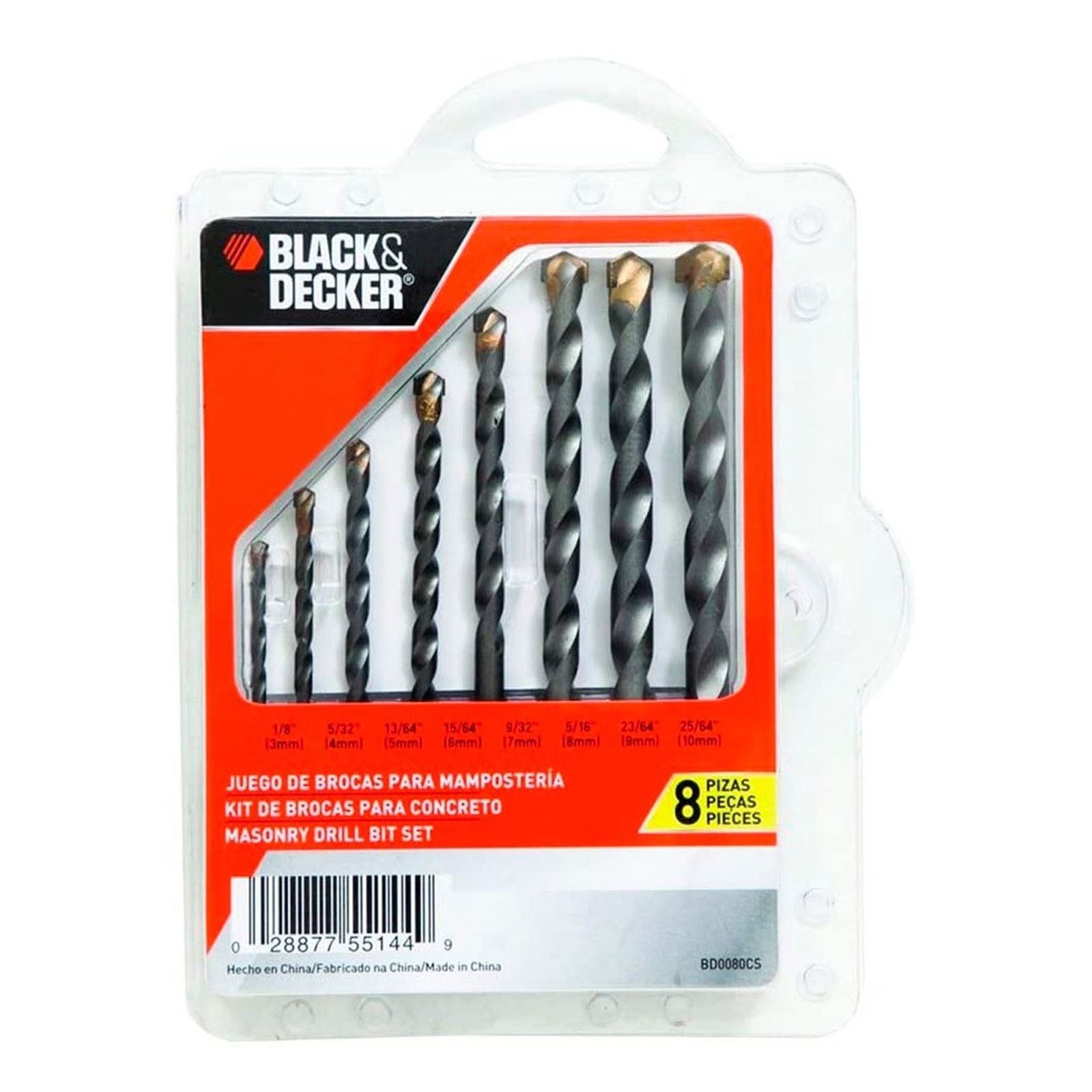 Set de Brocas Para Concreto x 8 Unidades Black+Decker BD0080CS