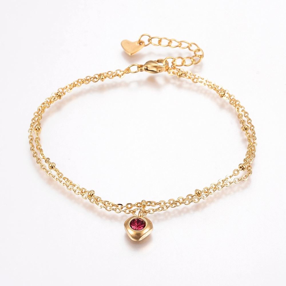Pulsera Mujer Dije con Cristal BP000109 - Acero Inoxidable 304 Dorado