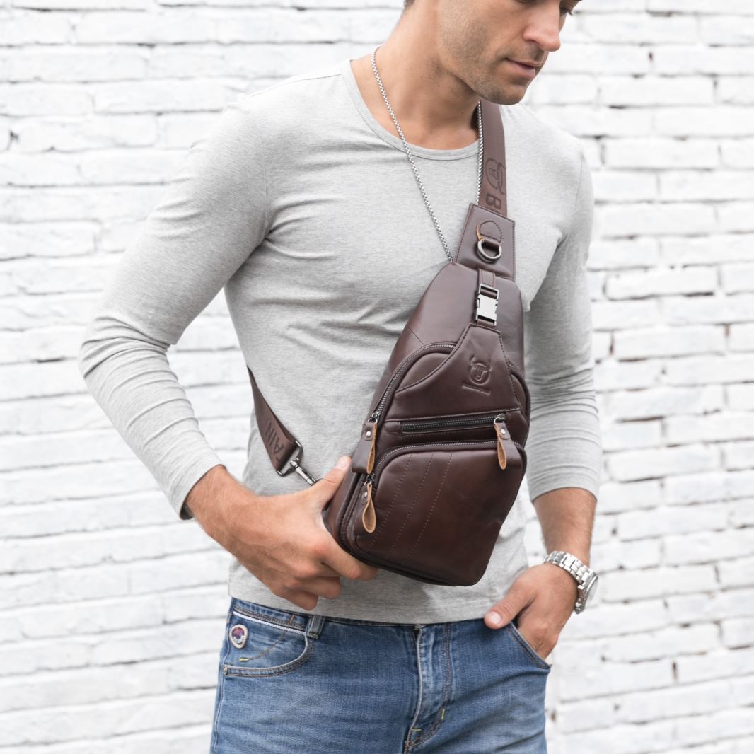 Compra De Cuero Para Hombre Pechera Hombro De La Honda De Crossbody Del  Monedero De La Taleguilla Día Deporte Barato | Entrega Rápida Y Calidad |  Es.Dhgate