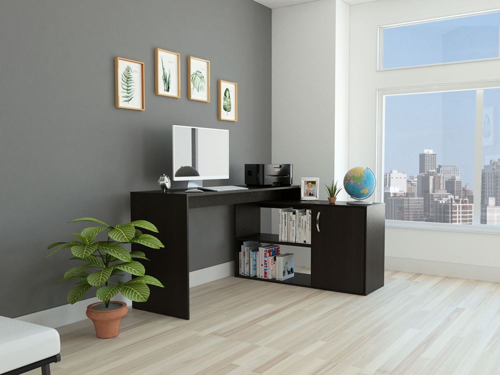 ESCRITORIO AXIS EN L 1 PUERTA - NEGRO | TUHOME