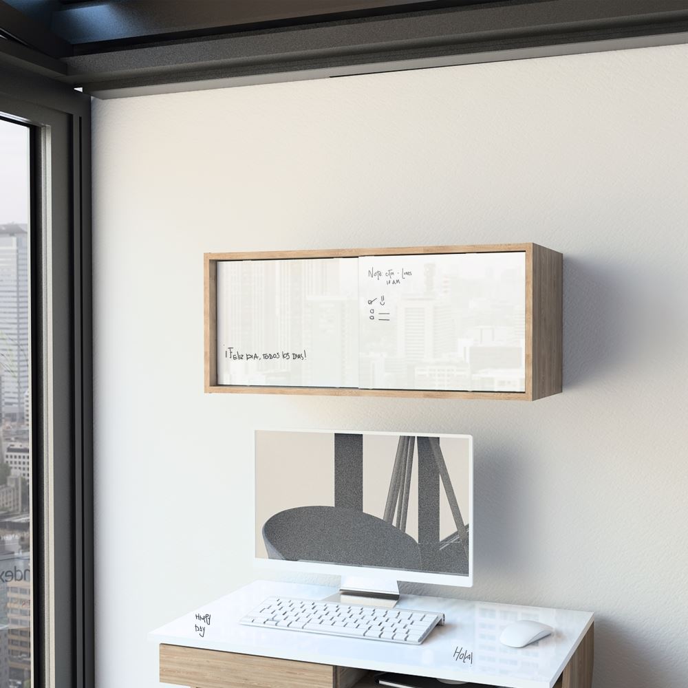 MUEBLE MURO GABINETE ALTO NOTE BLANCO Y MIEL | TUHOME